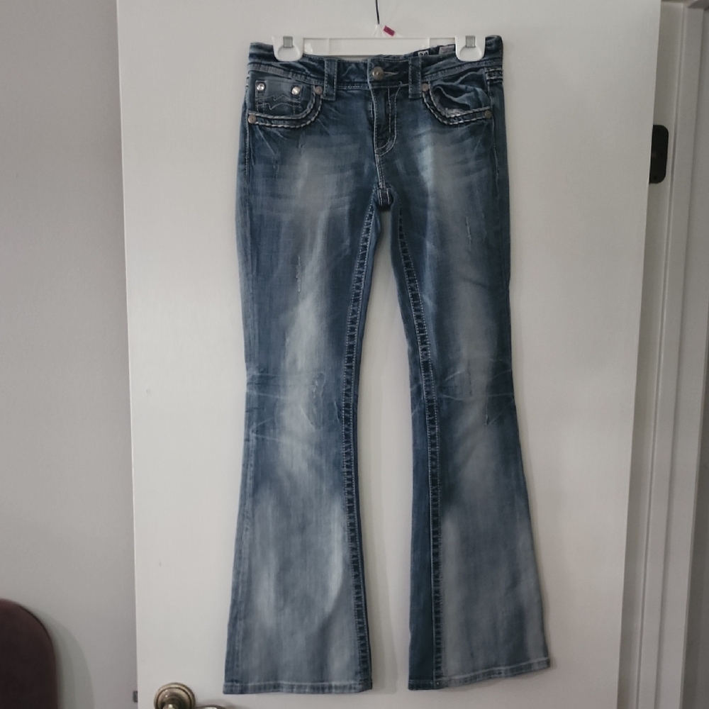Miss Me Distressed Blue Flare Jeans